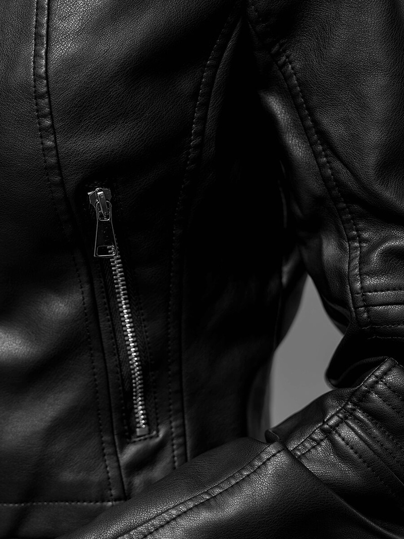 Ženska Kožna Jakna Crna OZONEE JS/11Z8038