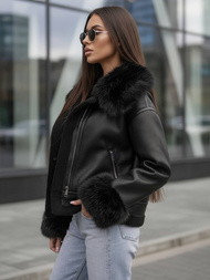 Ženska Kožna Jakna Crna OZONEE JS/61M8505/392Z