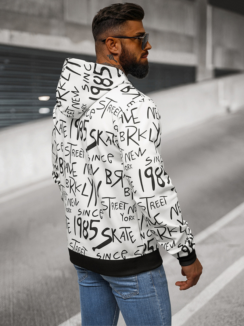 Muška dukserica s kapuljačom bijela OZONEE JS/8B1175/1