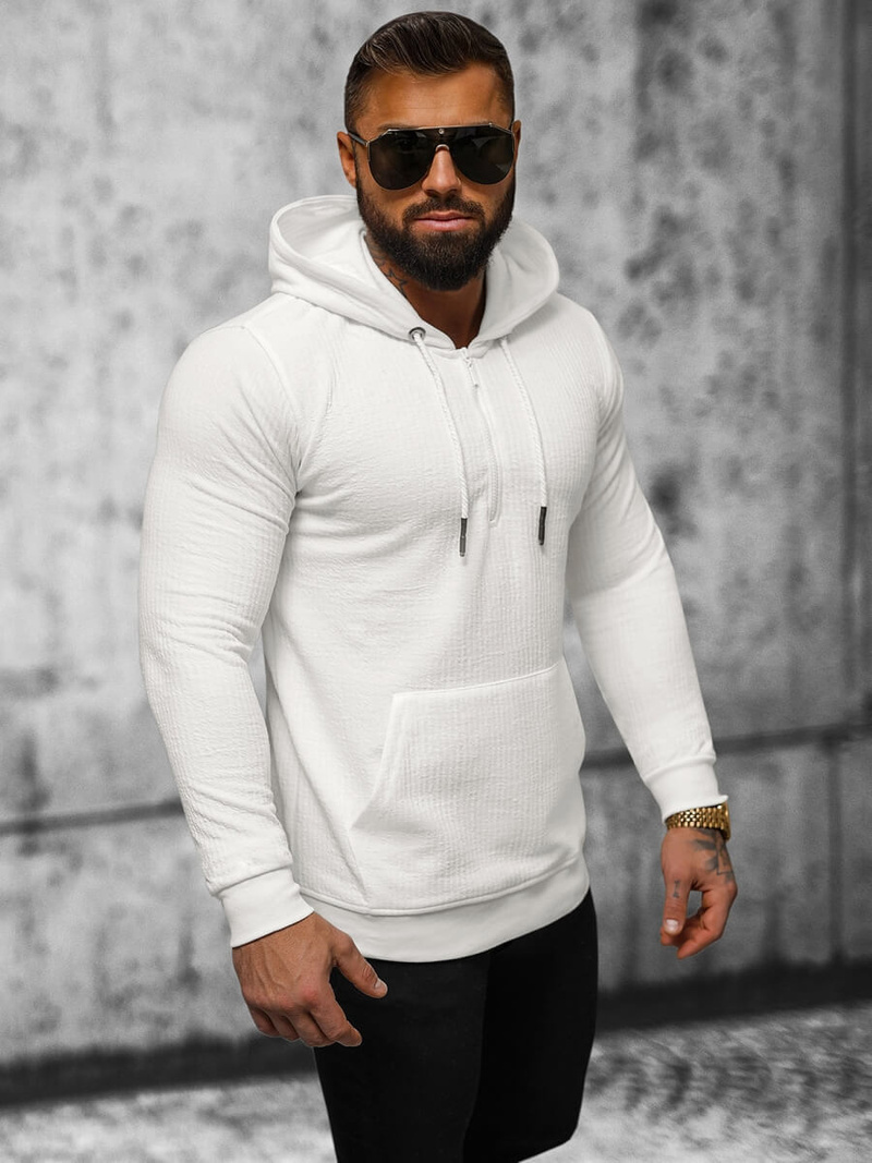 Muška dukserica s kapuljačom ecru OZONEE O/TB2273