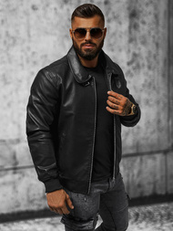 Muška kožna jakna crna OZONEE JB/JP1178Z