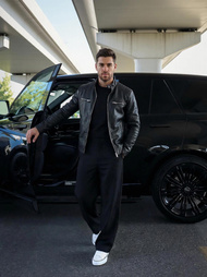 Muška kožna jakna crna OZONEE JS/11Z8066