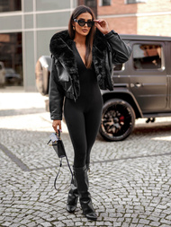 Ženska Kožna Jakna Crna OZONEE JS/11Z8172