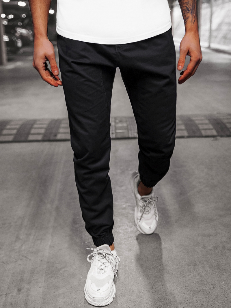 Muške chino jogger hlače crne OZONEE O/399