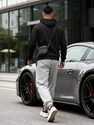 Muška dukserica s kapuljačom crna OZONEE JS/8B1973/3