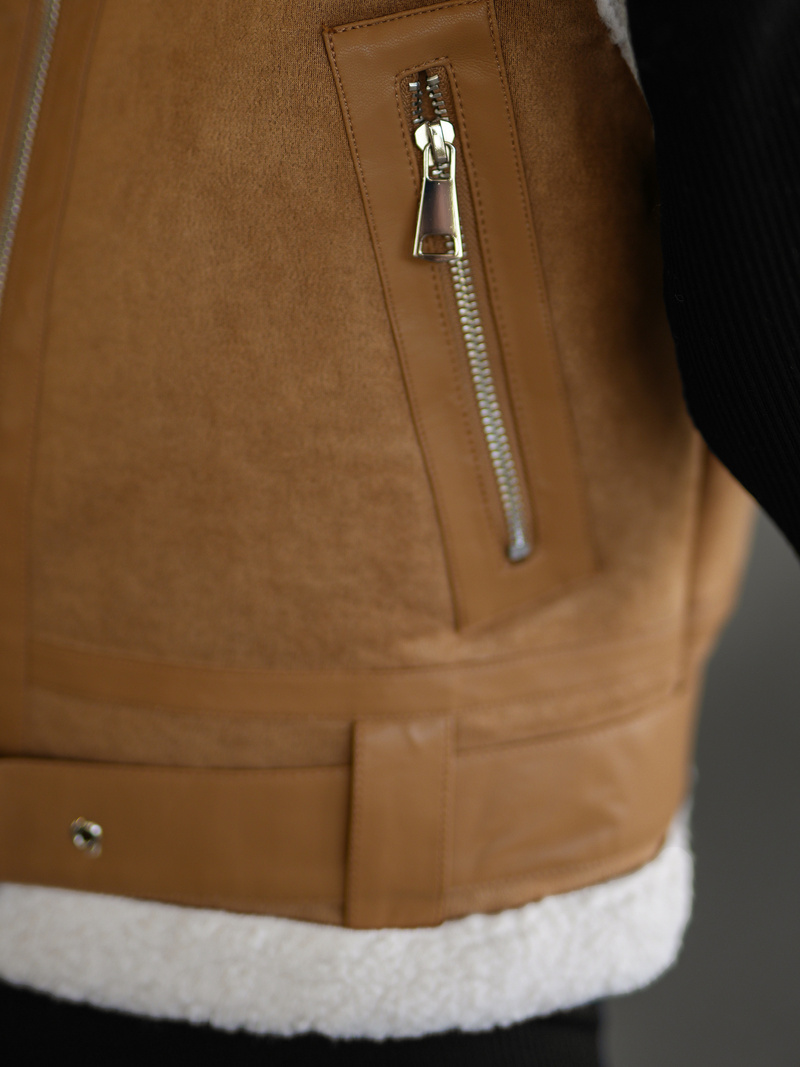 Ženski kožna prsluk camel OZONEE JS/11Z8238