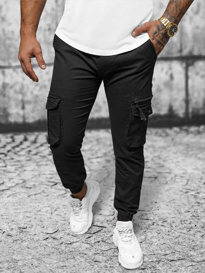 Muške chino jogger hlače crne OZONEE NB/MP0201N
