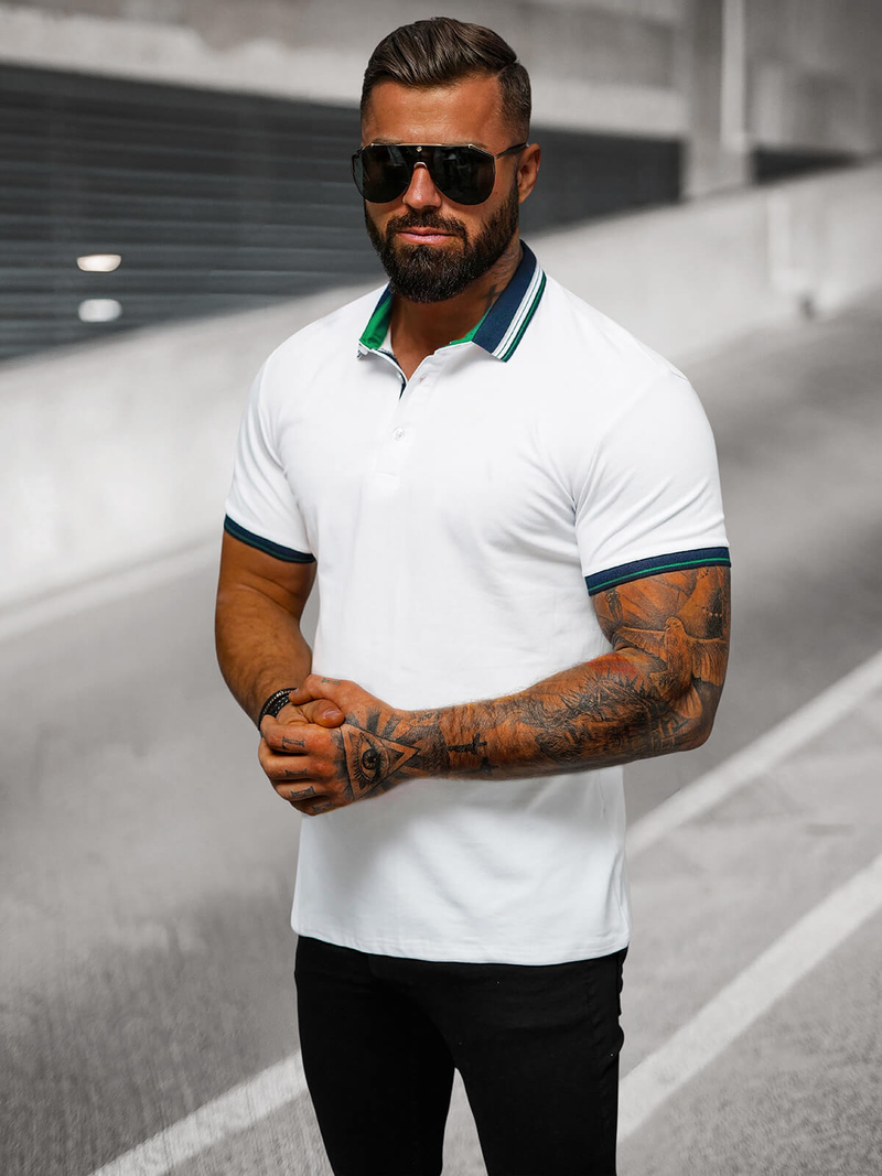 Muška polo majica bijela OZONEE O/DA729