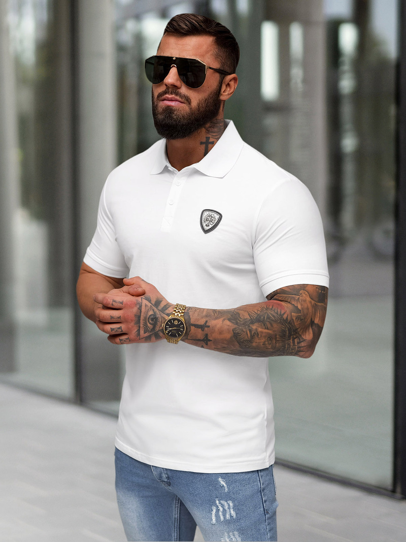 Muška polo majica bijela OZONEE NB/MT3121