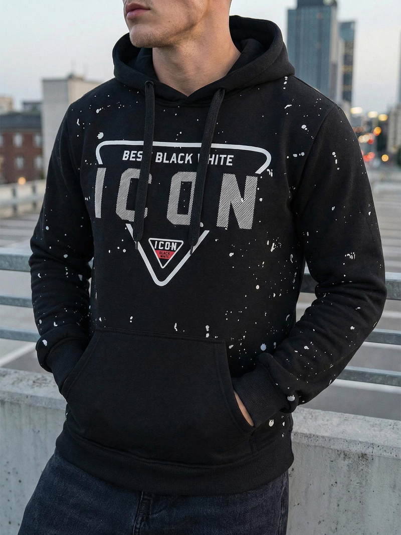 Muška dukserica s kapuljačom crna OZONEE JS/8B1737/3Z