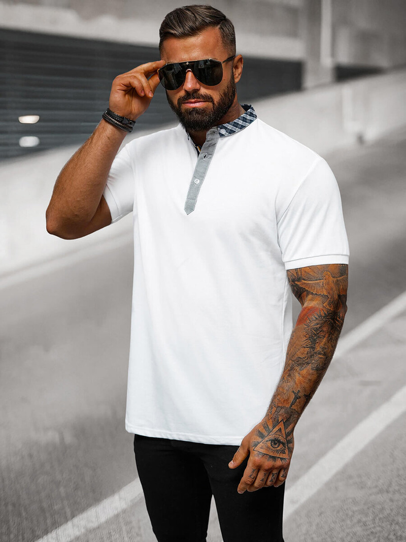 Muška polo majica bijela OZONEE O/DA803