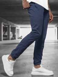 Muške chino jogger hlače svijetlo mornarsko plava OZONEE JB/JP1145/5