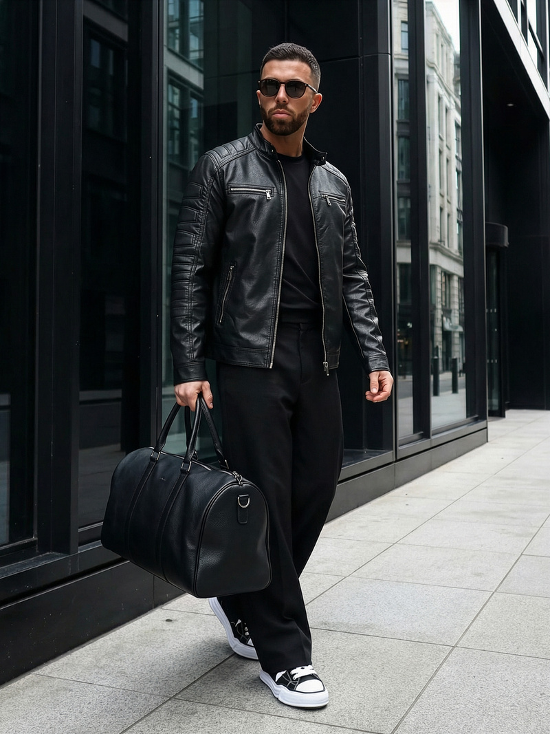 Muška kožna jakna crna OZONEE JS/11Z8138