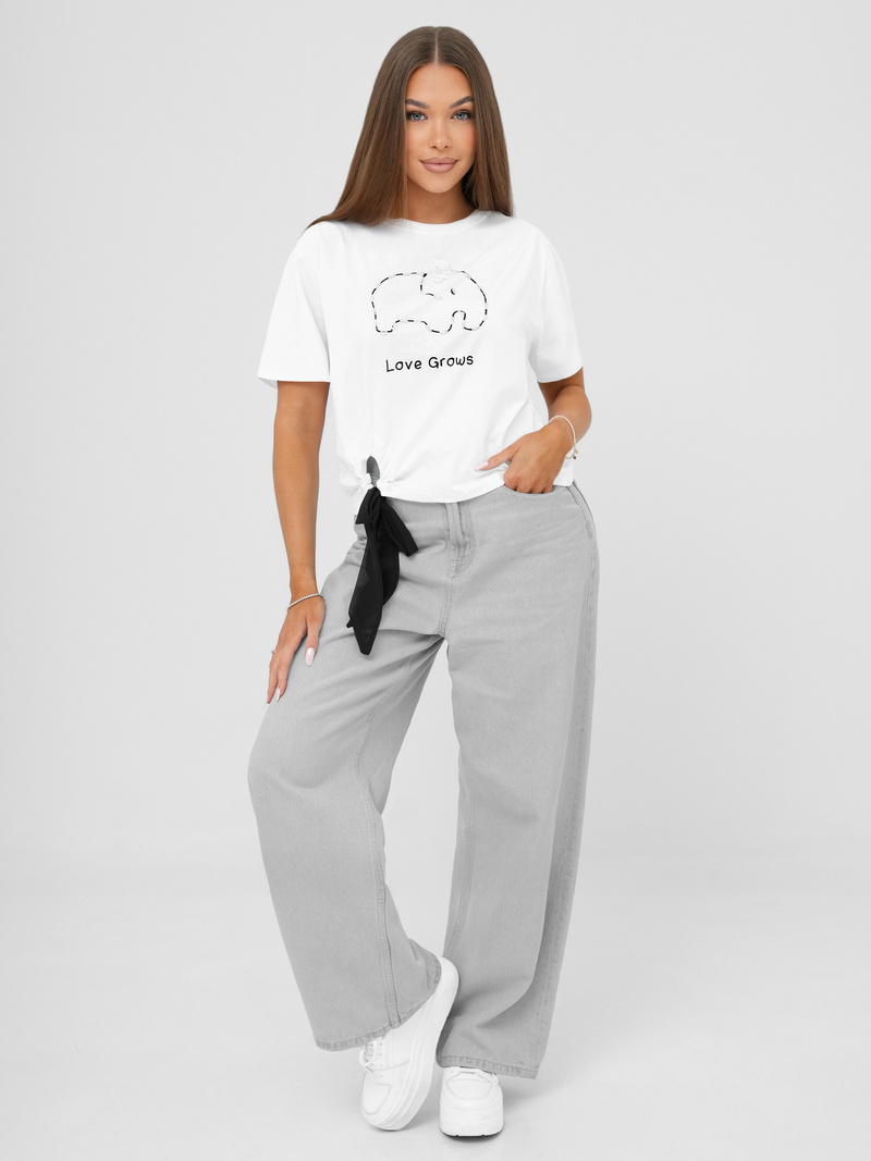 Ženska majica bijelo-crni OZONEE JS/RJ77247