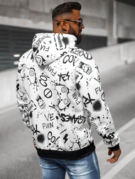 Muška dukserica s kapuljačom bijela OZONEE JS/8B1227/1