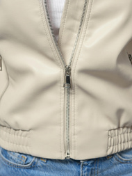 Ženska Kožna Jakna Bež OZONEE O/G116