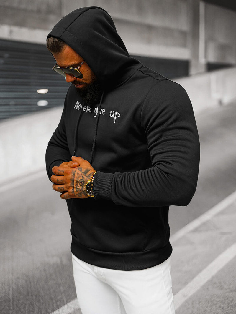 Muška dukserica s kapuljačom crna OZONEE JS/27B6512/3