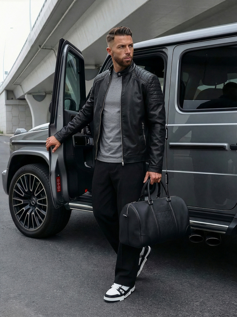 Muška kožna jakna crna OZONEE JS/11Z8139