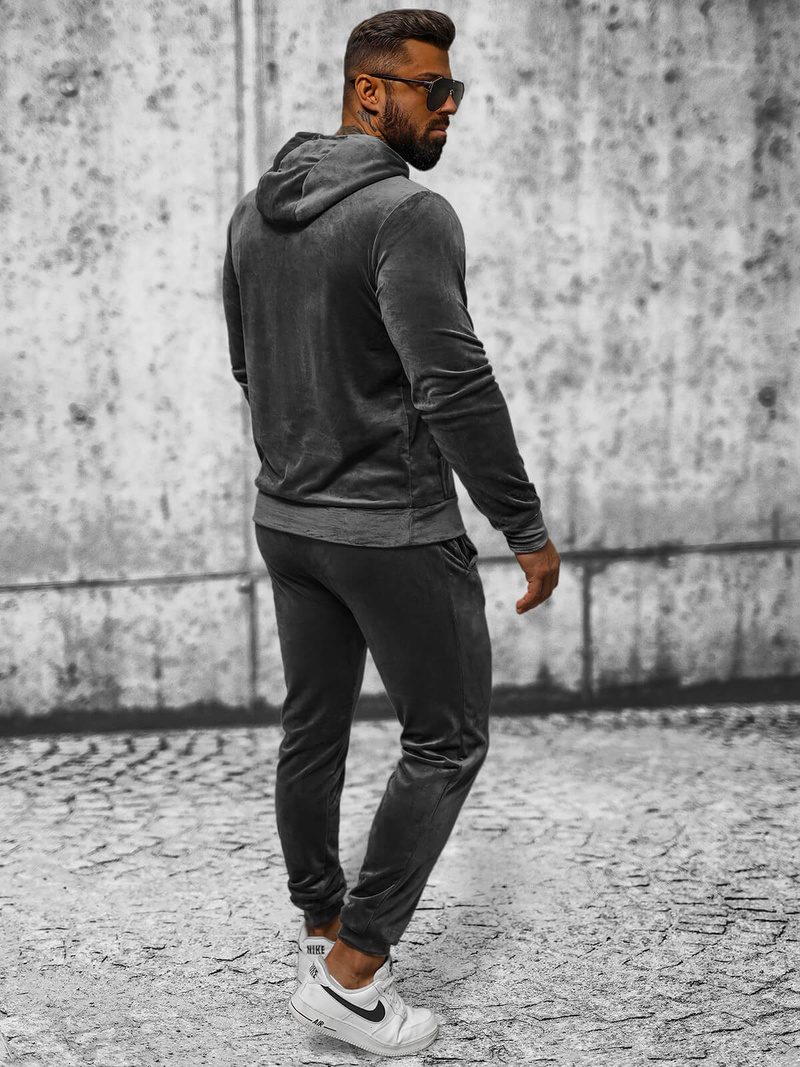 Muška trenirka od velura grafitna OZONEE JS/8C1171/6