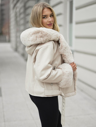 Ženska Kožna Jakna Ecru OZONEE JS/61M8506/290Z