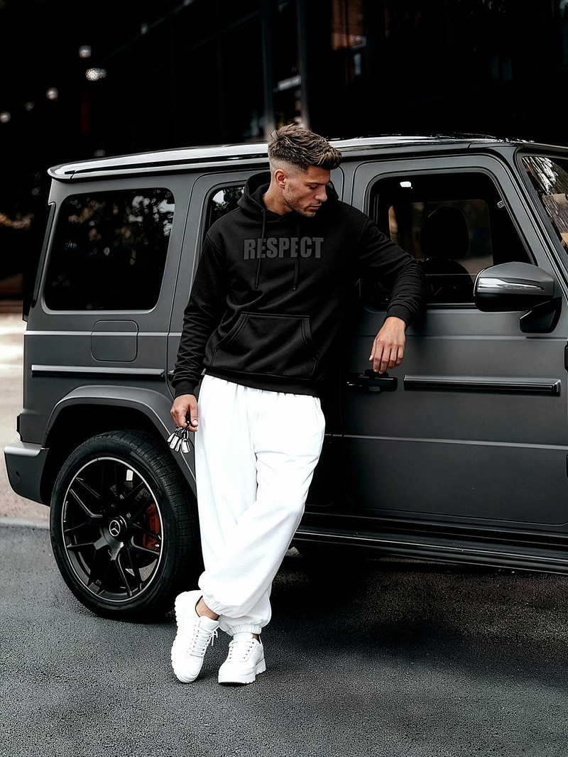 Muška dukserica s kapuljačom crna OZONEE JS/8B1968/3