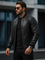 Muška kožna jakna crna OZONEE JS/11Z8015Z