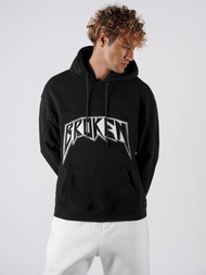 Dukserica s kapuljačom crna OZONEE O/SWE23019Z