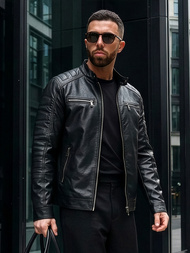 Muška kožna jakna crna OZONEE JS/11Z8138