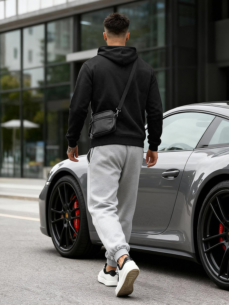 Muška dukserica s kapuljačom crna OZONEE JS/8B1973/3