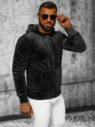 Muška od velura dukserica s kapuljačom crna OZONEE JS/8B1168/3