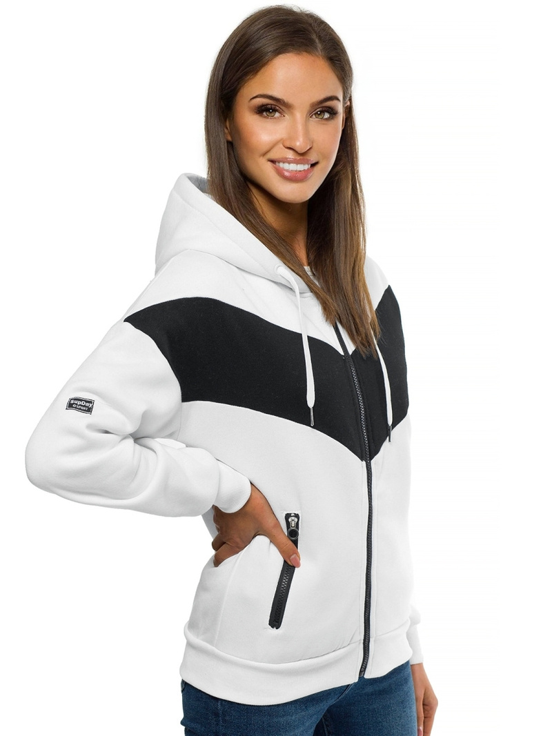 Ženska dukserica Bijelo-crna OZONEE JS/B26039