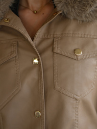 Ženska Kožna Jakna Bež OZONEE JS/61M8513/84