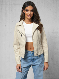 Ženska Kožna Jakna Bež OZONEE O/G88