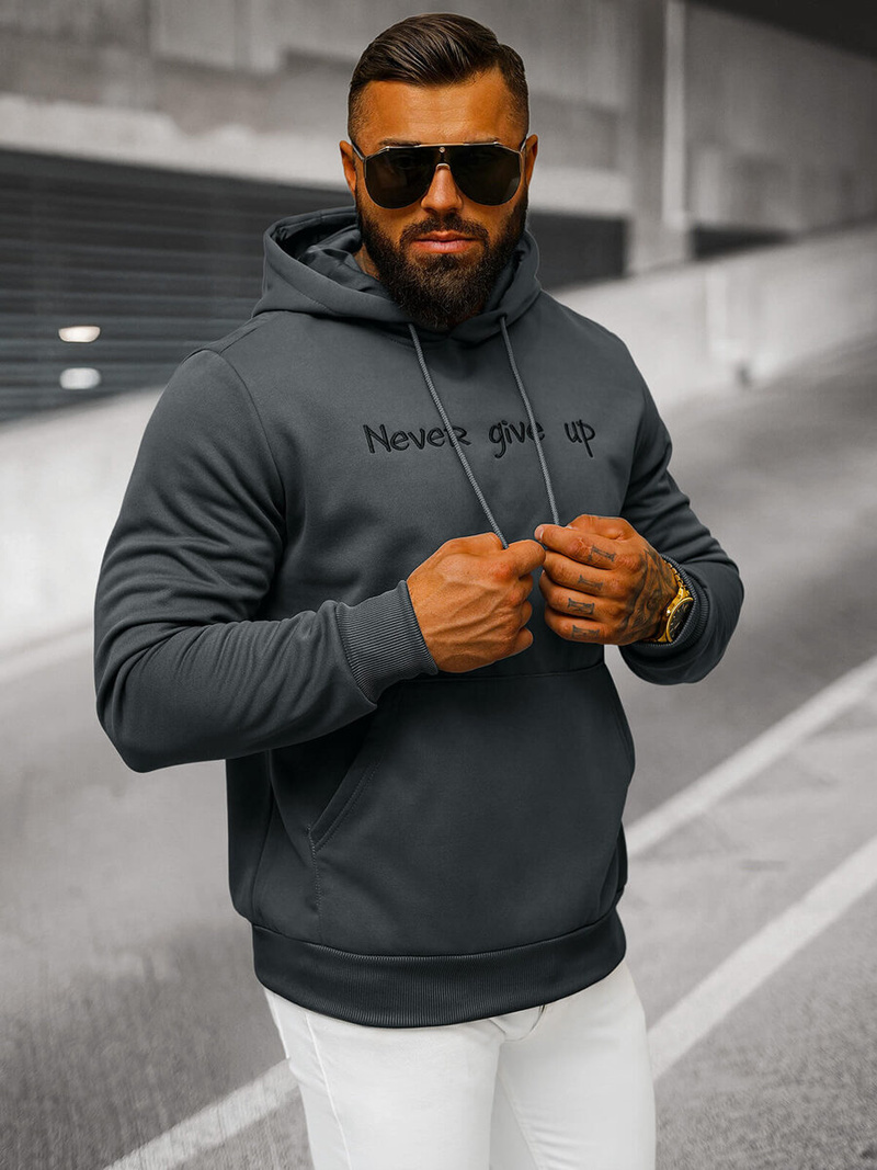 Muška dukserica s kapuljačom grafitna OZONEE JS/27B6512/5