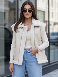 Ženski kožna prsluk bež OZONEE JS/61M8503/280Z