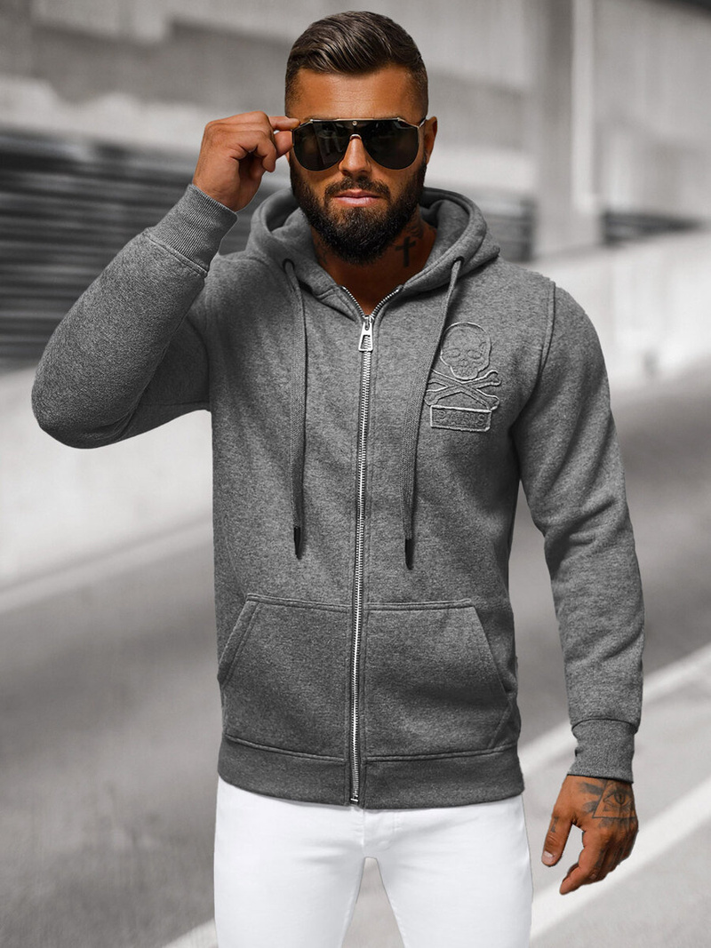 Muška dukserica s kapuljačom grafitna OZONEE NB/MF2003