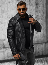 Muška kožna jakna crna OZONEE JS/11Z8005Z