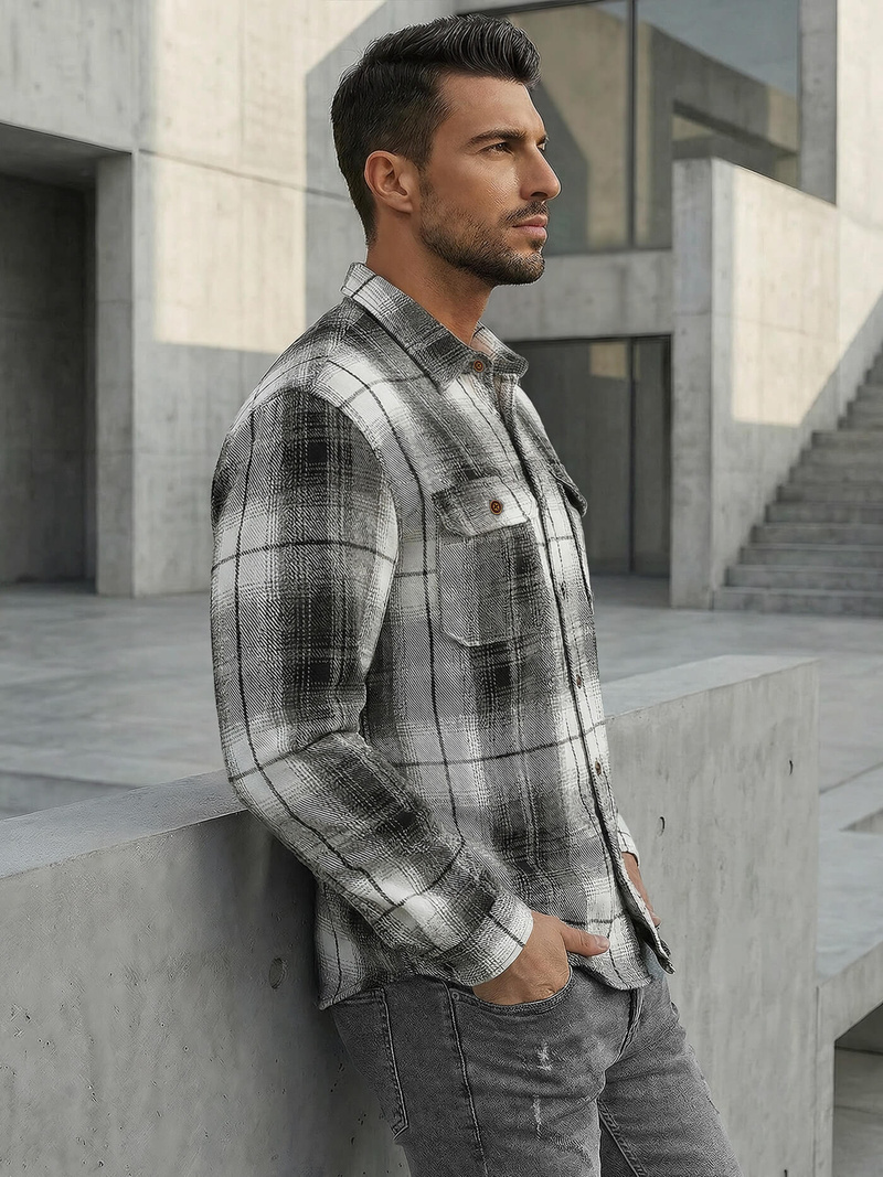 Muška košulja crno-bijela OZONEE NB/MC728N/4Z