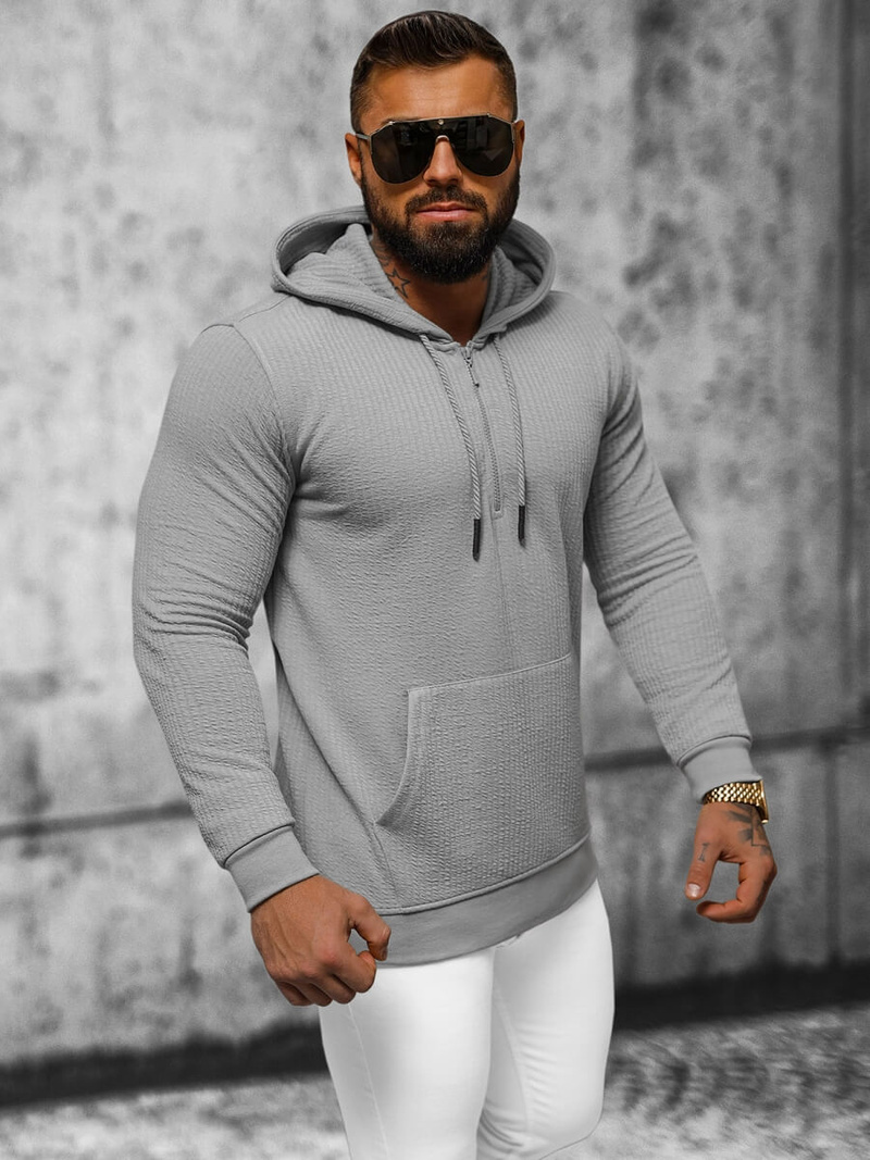 Muška dukserica s kapuljačom siva OZONEE O/TB2273