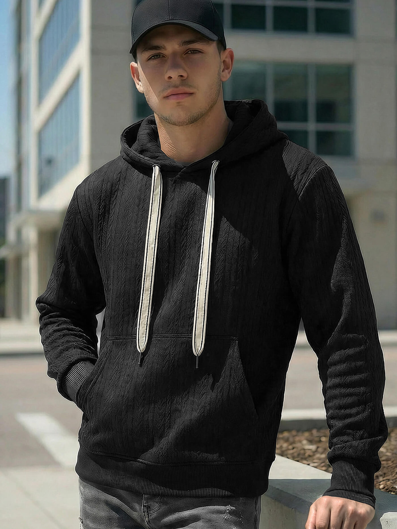 Muška dukserica s kapuljačom crna OZONEE O/3C577