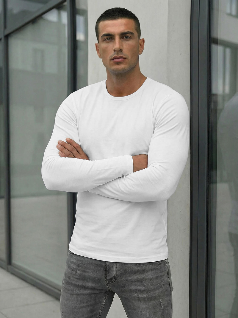 Muška majica dugi rukav bijela OZONEE JS/DB71/2