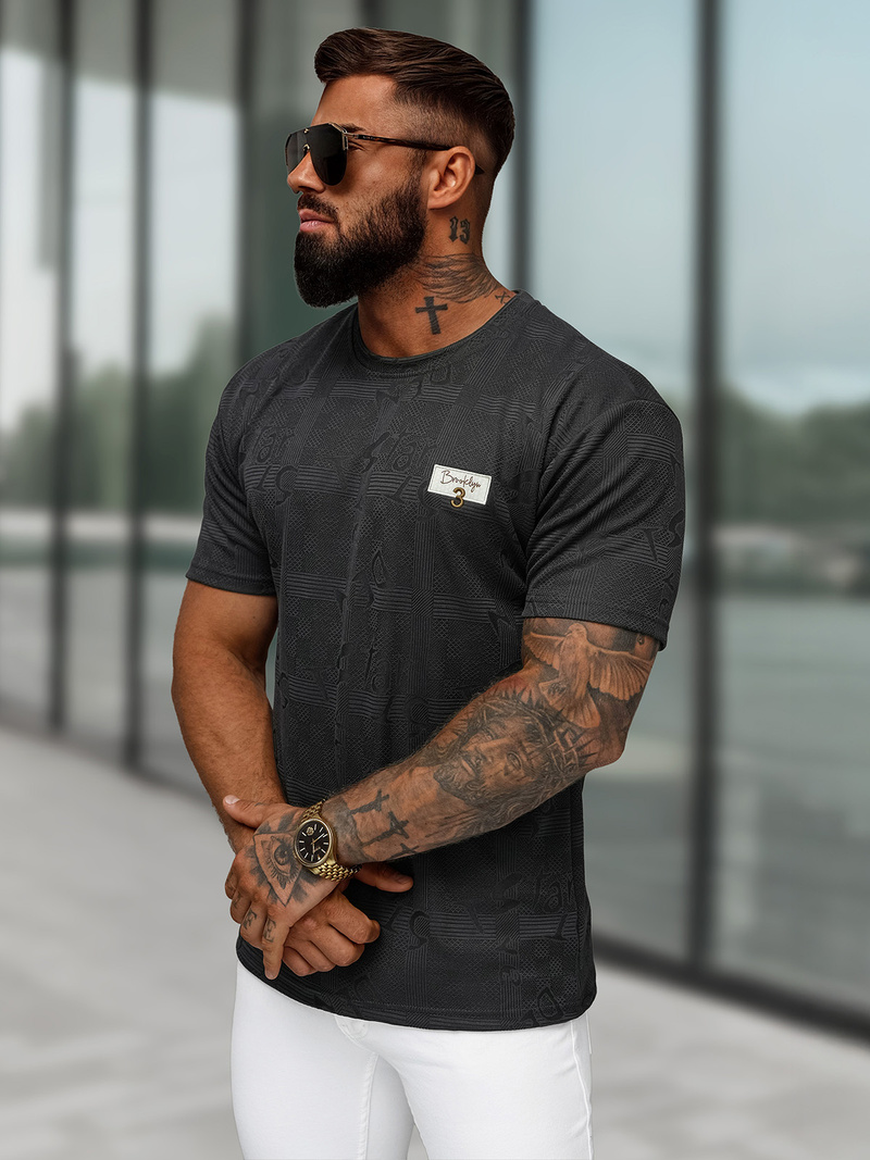 Muška Majica Crna OZONEE O/QQ1568