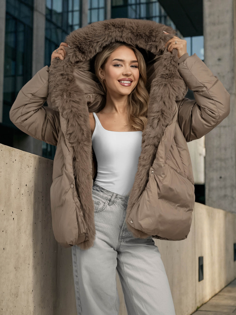 Ženska jakna tamno-bež OZONEE O/16M9179/84Z