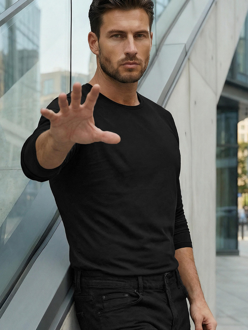 Muška majica dugi rukav crna OZONEE JS/2088Z