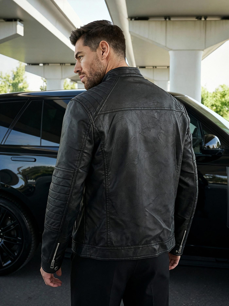 Muška kožna jakna crna OZONEE JS/11Z8066