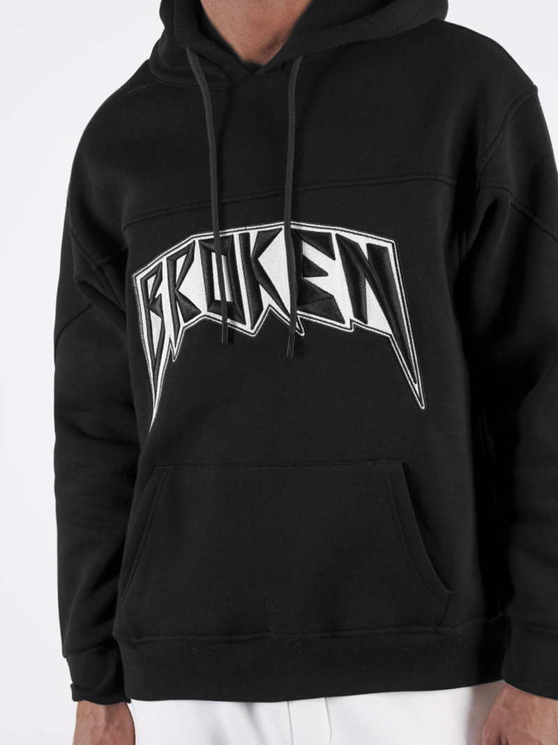 Dukserica s kapuljačom crna OZONEE O/SWE23019Z