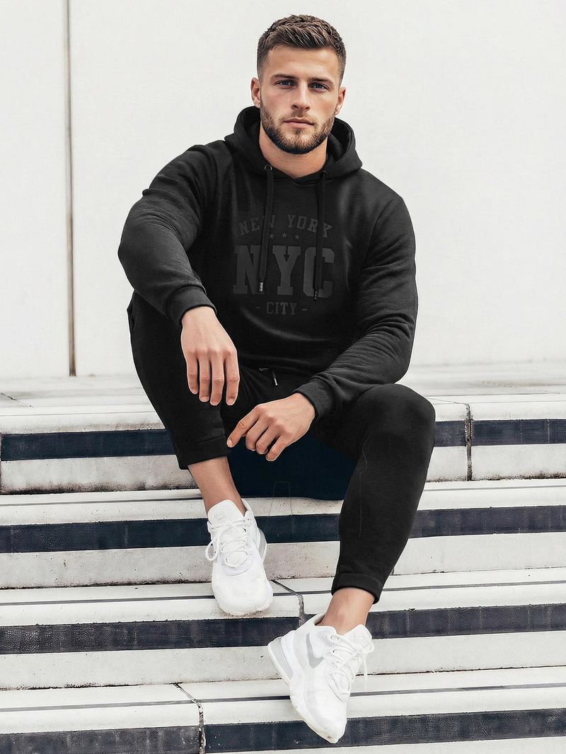 Muška dukserica s kapuljačom crna OZONEE JS/8B1971/3