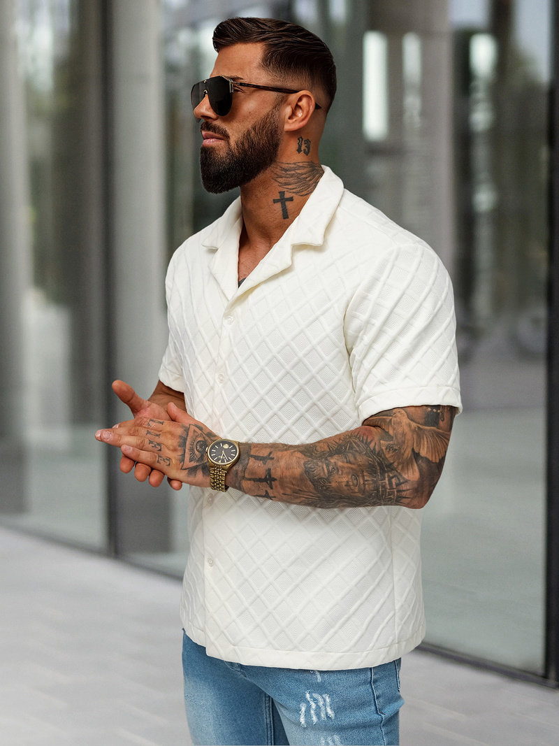 Muška košulja kratkih rukava ecru OZONEE O/B2257