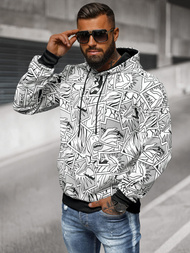 Muška dukserica s kapuljačom bijela OZONEE JS/8B1256/1