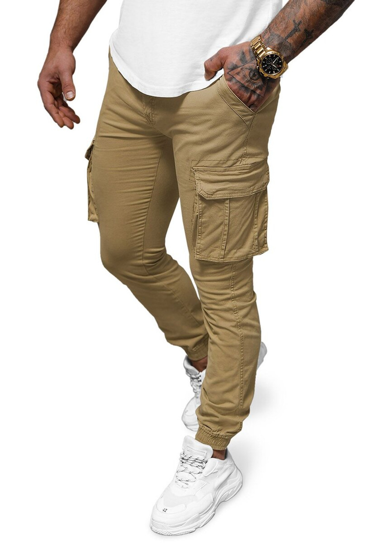 Muške chino jogger hlače bež OZONEE NB/MP0202K